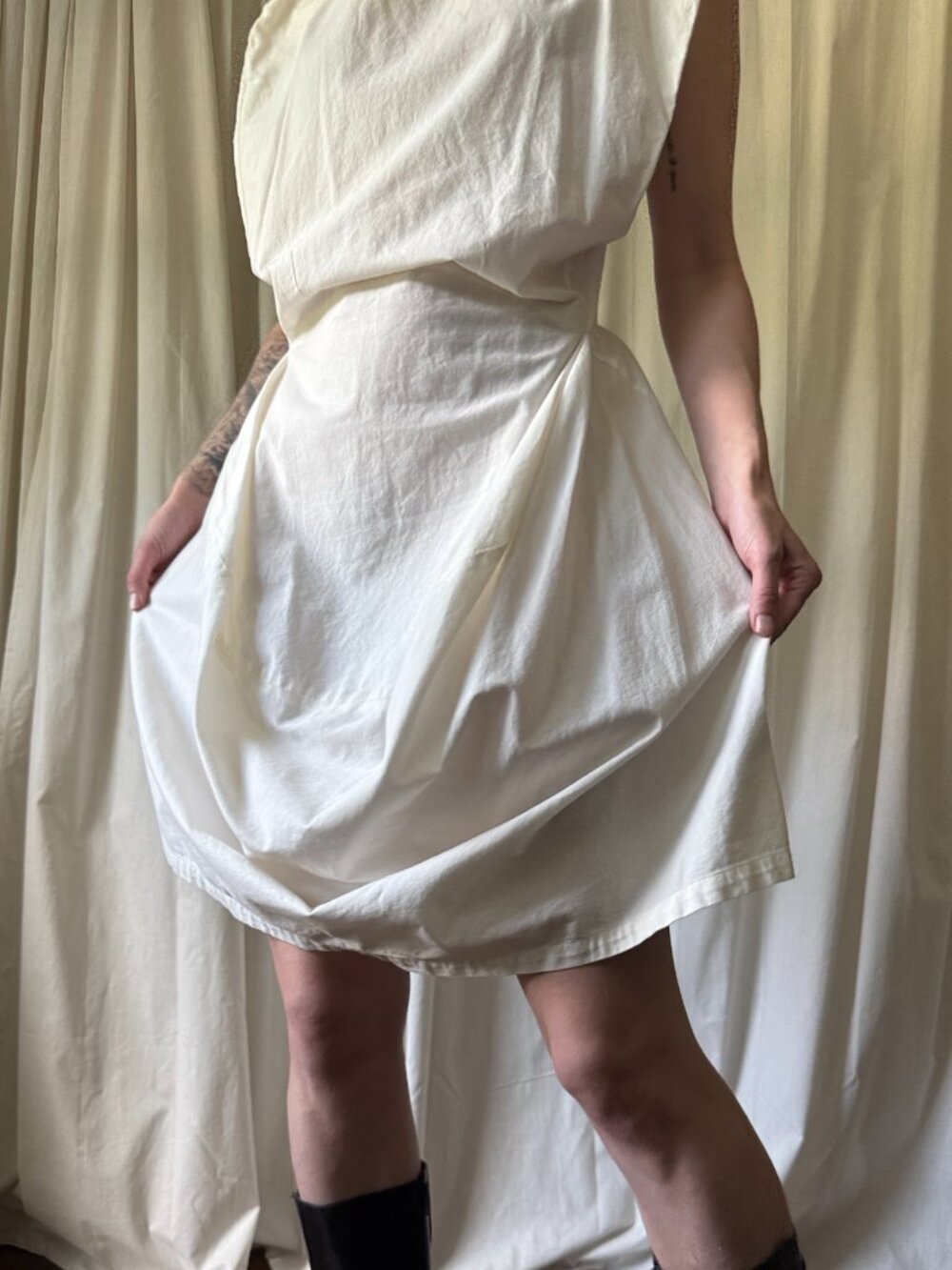MM6 Maison Margiela White Scoop Neck Sleeveless Mini Dress Women's Size 6 - Picture 5 of 11